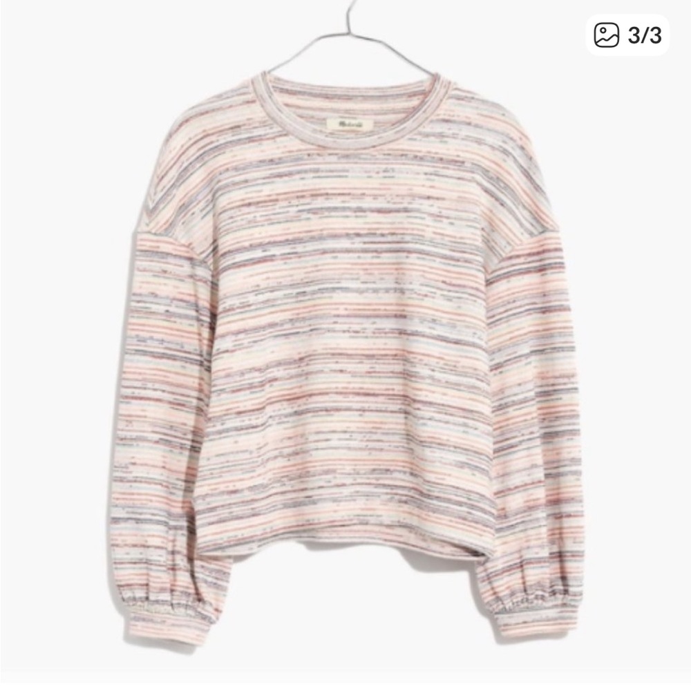 Madewell Pastel Striped Bubble-Sleeve Crop Top